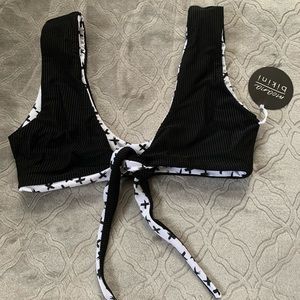 Moana bikini black ribbed vest top size medium